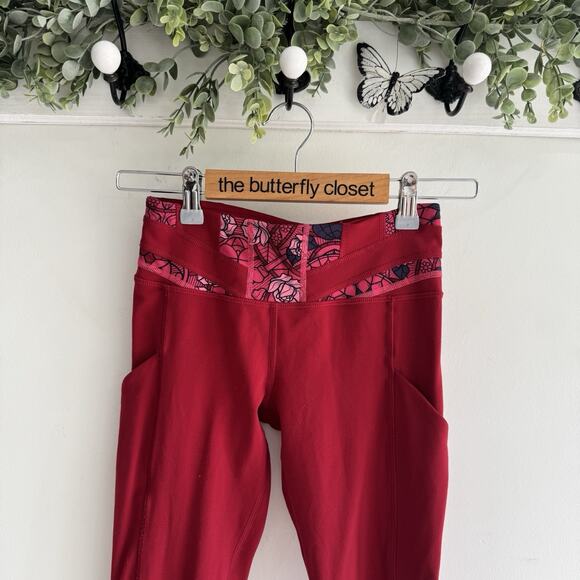 Lululemon Speed Tights In Red Size 2 ee265 - Picture 3 of 5
